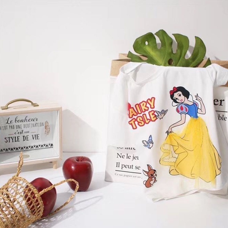 áo Elsa  cho bé gái 3-11 Tuổi Áo thun cotton tay ngắn cổ tròn cô gái mùa hè hàng đầu