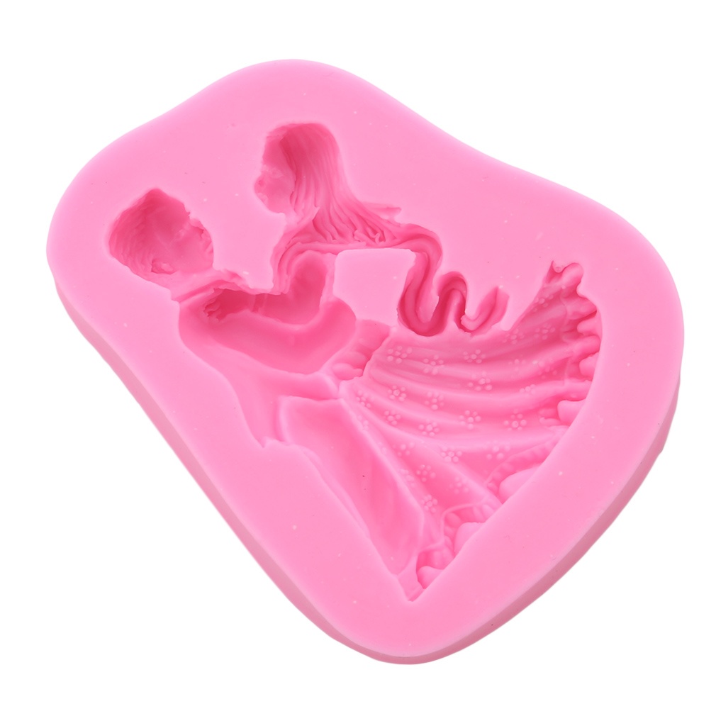 FM Pink Groom Bride Double Hug Silicone Mold Cake Fondant Chocolate Baking Mold