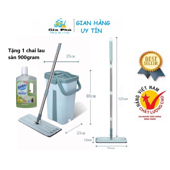 ( TỰ VẮT BLVP - 275 ) Bộ lau nhà tự vắt, vắt phẳng cao cấp Gia Phú tiện lợi cho mọi gia đình