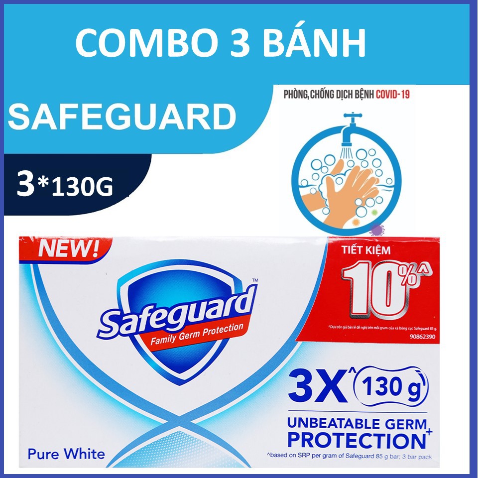 Xà bông cục Safeguard Trắng Cục 3*130G