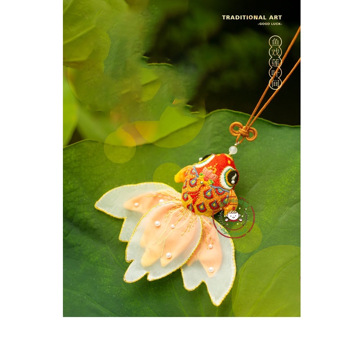 Bộ kit Gói Dụng Cụ Tự Thêu Tay Thủ Công đầy đủ Nguyên Liệu - Túi thơm DIY Handmade Cá và Ve - Bách hóa Na Na