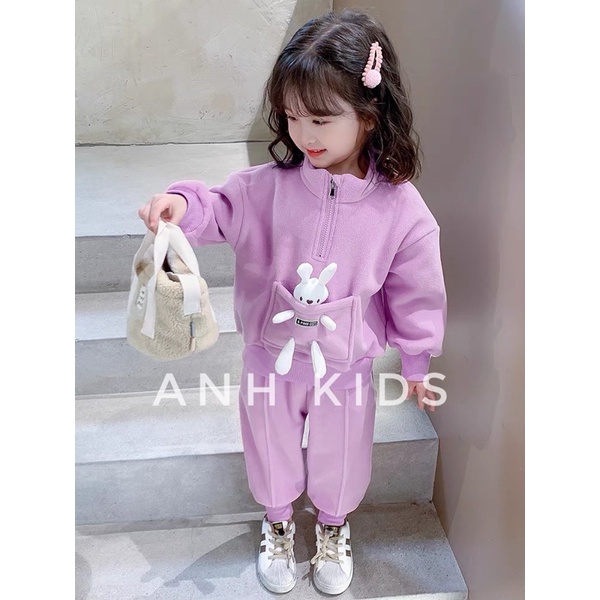 Bộ nỉ bông kèm gấu siêu cute cho bé