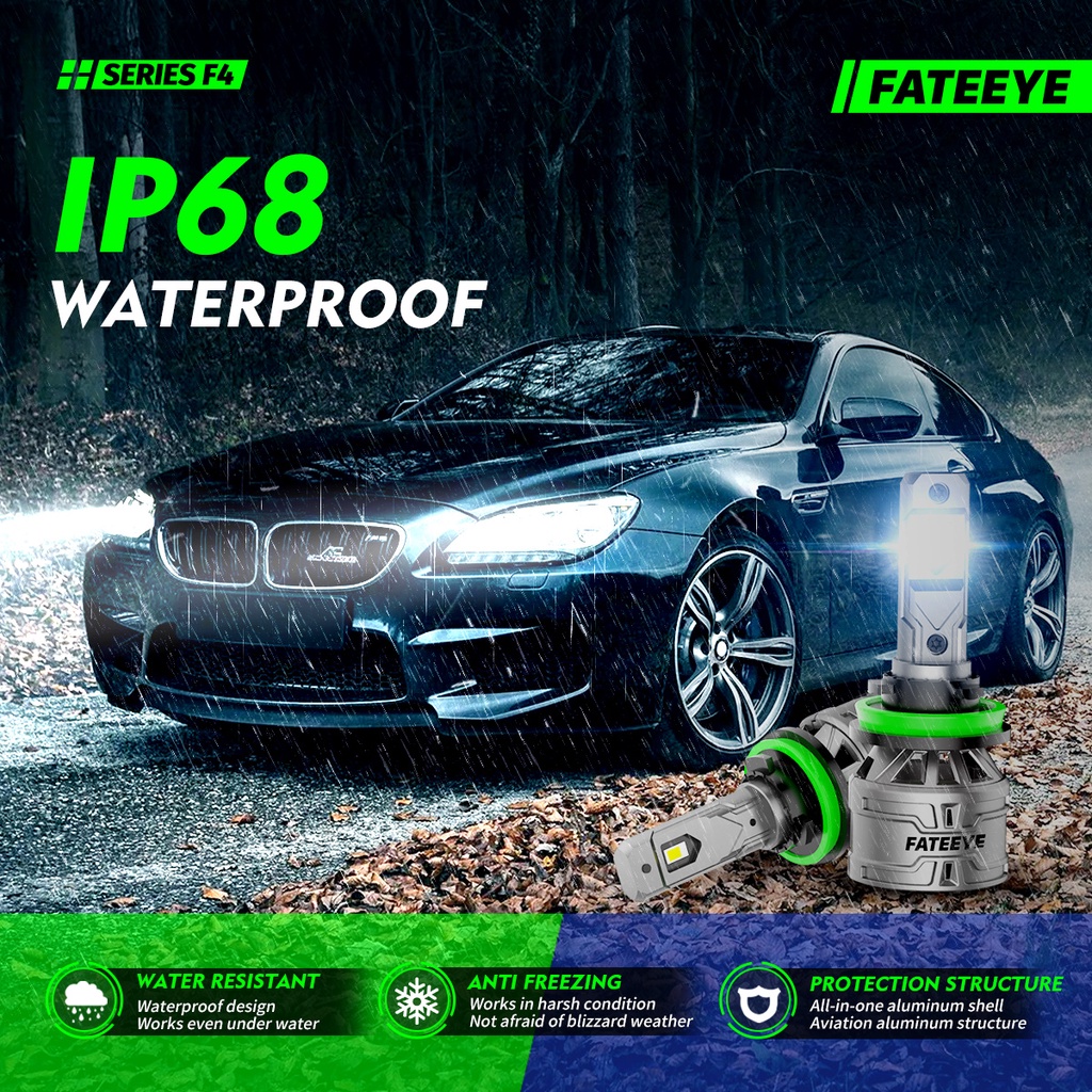 Cặp Đèn Pha LED Fateeye F4 9005 9006 H4 H11 H7 Thiết Kế Âm Lượng Nhỏ 1: 1 60W 6500K 13000LM Cho Xe Hơi