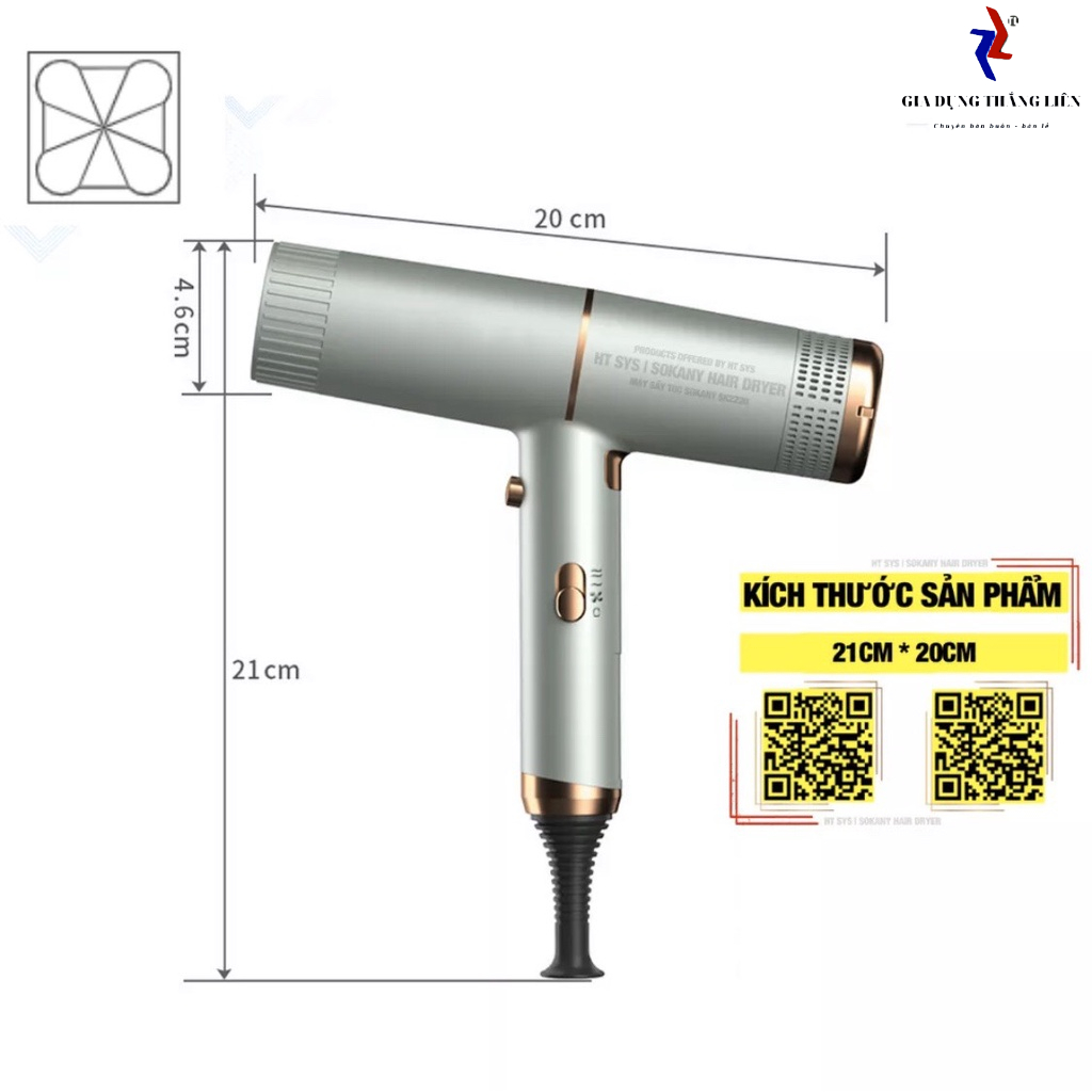 Máy Sấy Tóc , máy sấy tóc Công Suất Lớn 2 chiều nóng lạnh SOKANY SK 2220 ( tặng kèm đầu thổi) 1600W CHẤT LƯỢNG CAO