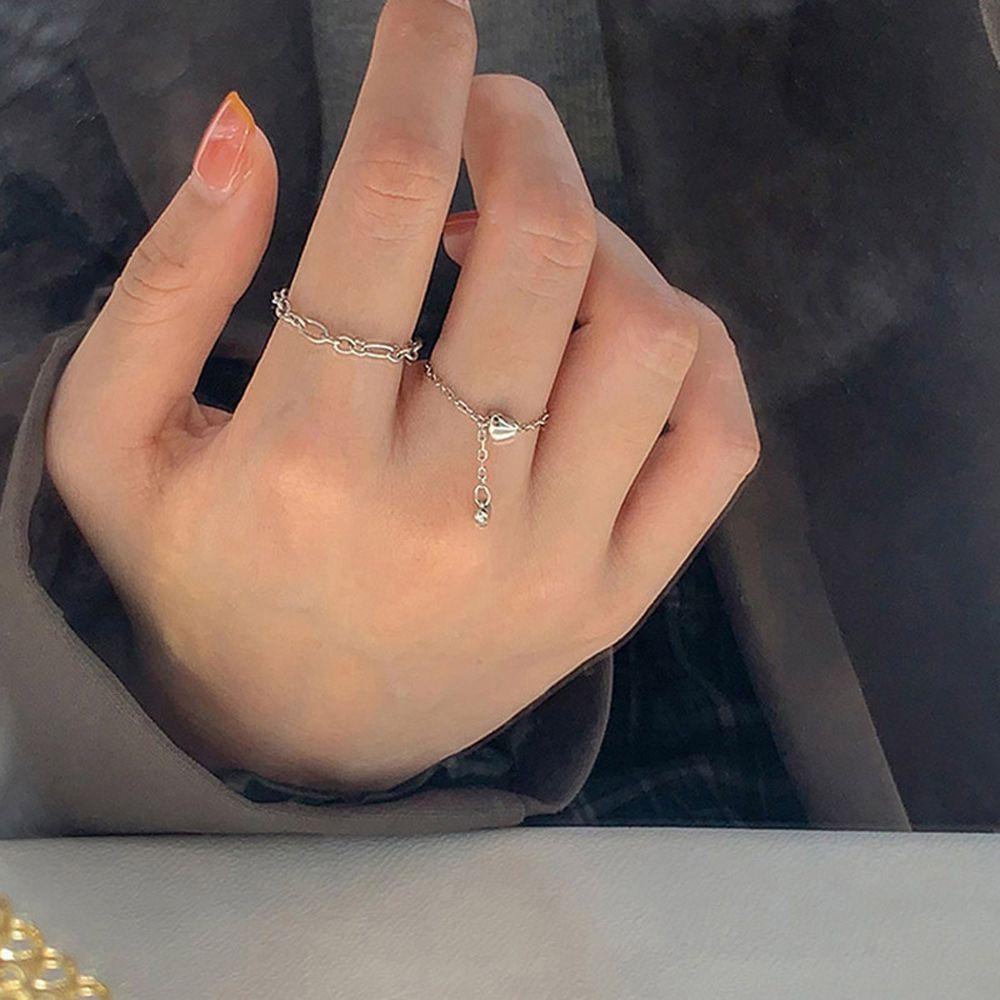 Nhẫn Phối Dây Xích Đính Hạt Phong Cách Punk Cổ Điển Sáng Tạo Dành Cho Nữ