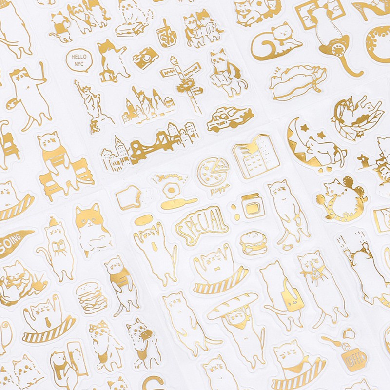 6 Tấm hình dán UV epoxy resin hình mèo xinh xắn trang trí thủ công DIY