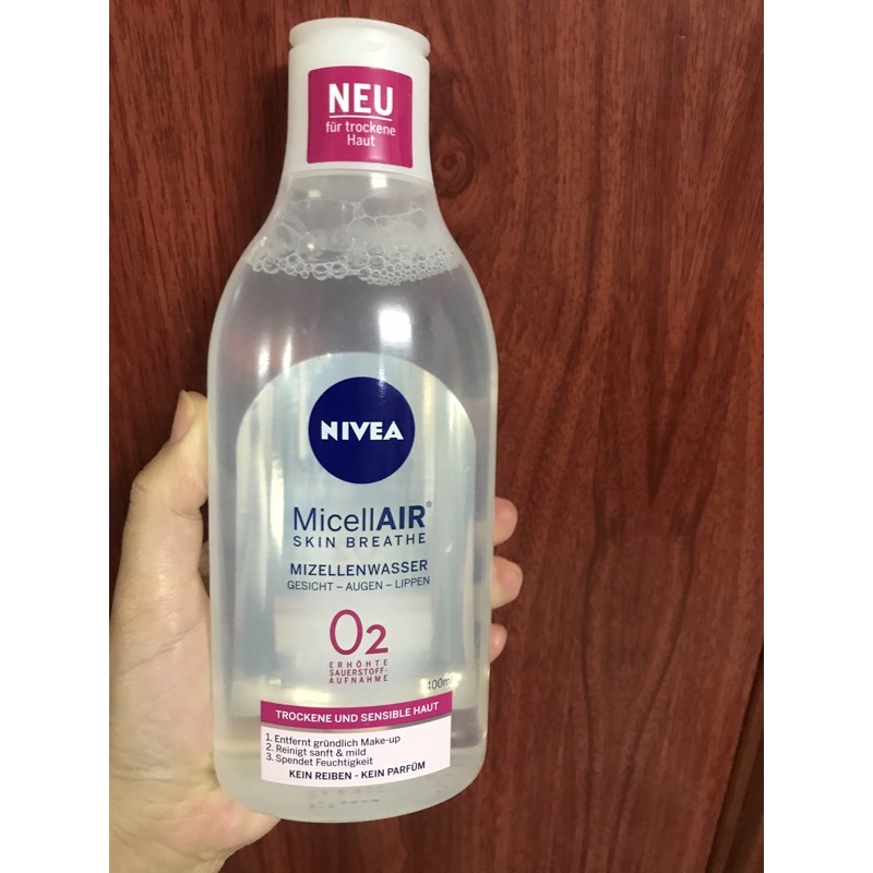 Nước tẩy trang Nivea Micelllari O2 không chứa cồn 400ml