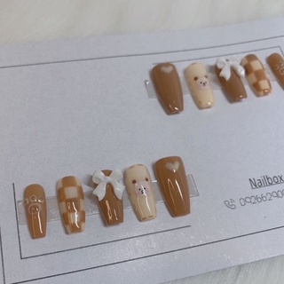 Nail box- mẫu gấu kèm charm nơ xinh xắn