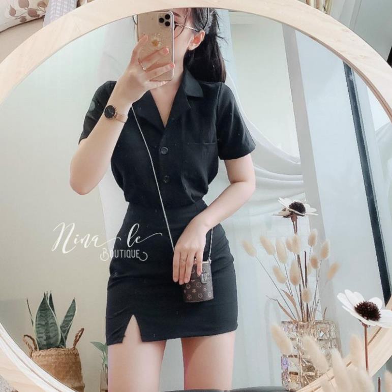 Sét bộ chân váy chữ A và áo cổ vest cao cấp 😘