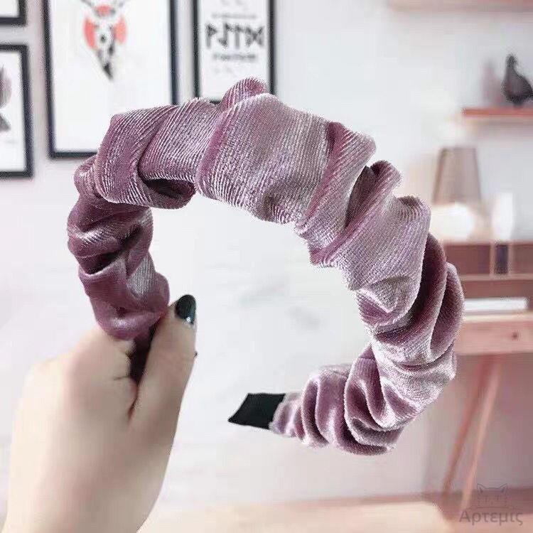 Băng Đô Cài Tóc Nhung Xếp Ly Phong Cách retro Thu Đông Mới