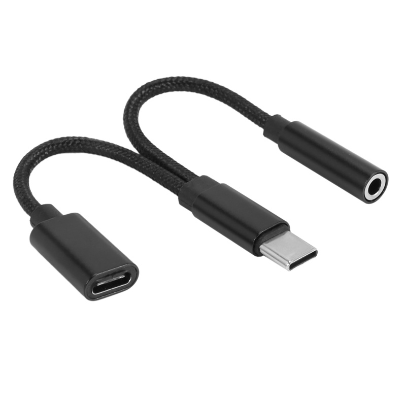 Bộ chuyển đổi tai nghe 2 trong 1 Loại C Bộ chia USB C Jack cắm Bộ chuyển đổi sạc âm thanh AUX cho Huawei Xiaomi