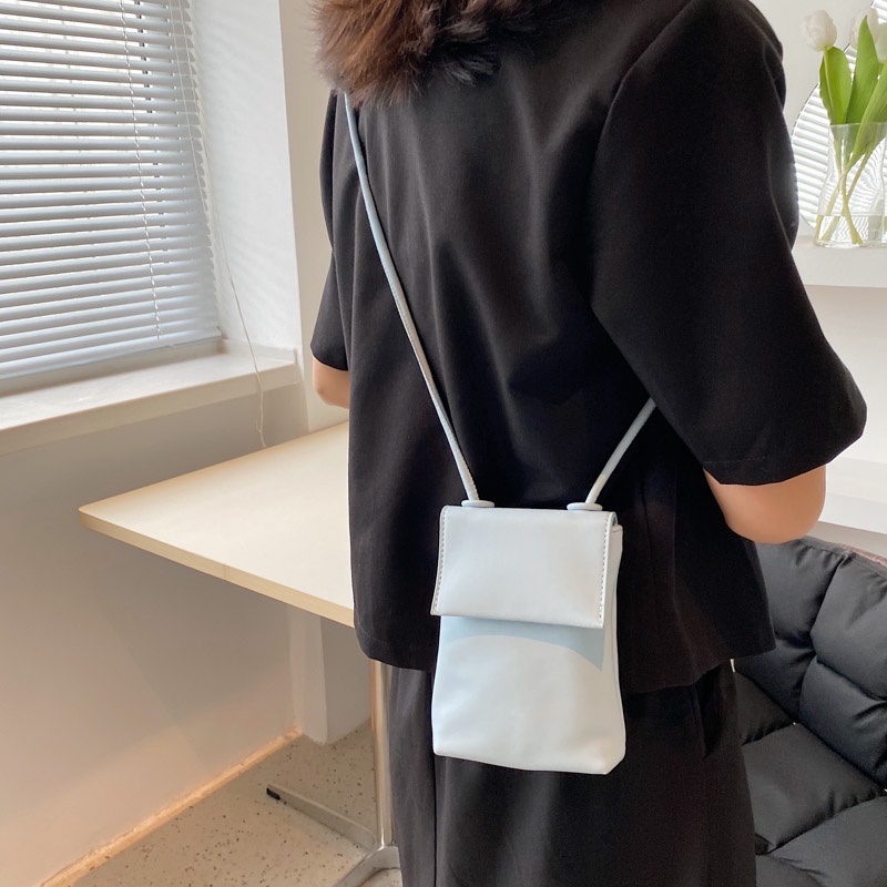 Túi đeo chéo CHAIKA KILTER CK390 da PU màu trơn đựng điện thoại thời trang cho nữ