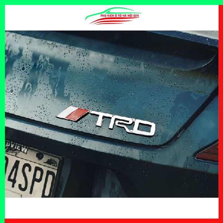 Logo tem dán chữ nổi TRD dùng dán đuôi cho xe ô tô hai màu đen mạ crom
