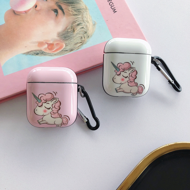 Vỏ Bảo Vệ Hộp Sạc Tai Nghe Airpods Pro Air Pods 1 2 Hình Kỳ Lân Hoạt Hình Bóng Bẩy Kèm Móc Treo