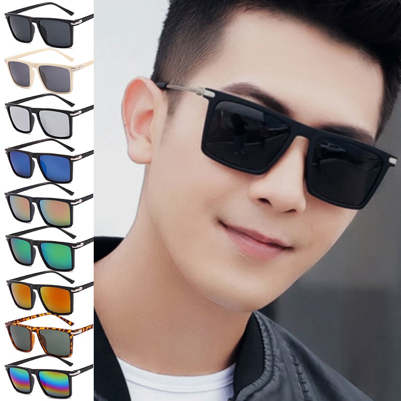Kính mát phân cực gọng vuông màu vàng/bạc phong cách retro cổ điển dành cho nam