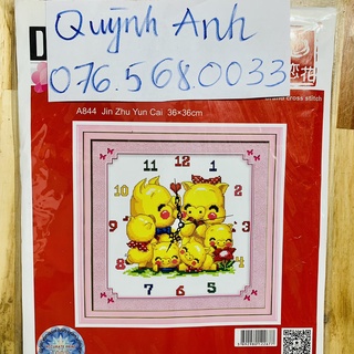 Tranh thêu CON HEO 36x36cm chưa thêu a844