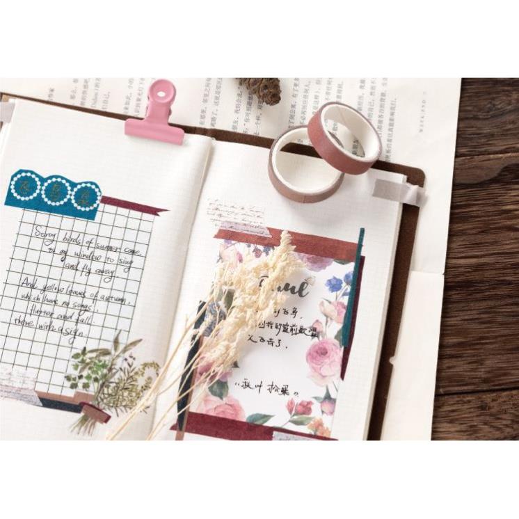 Set 10 cuộn băng keo giấy màu trơn Loại To dùng trang trí E51