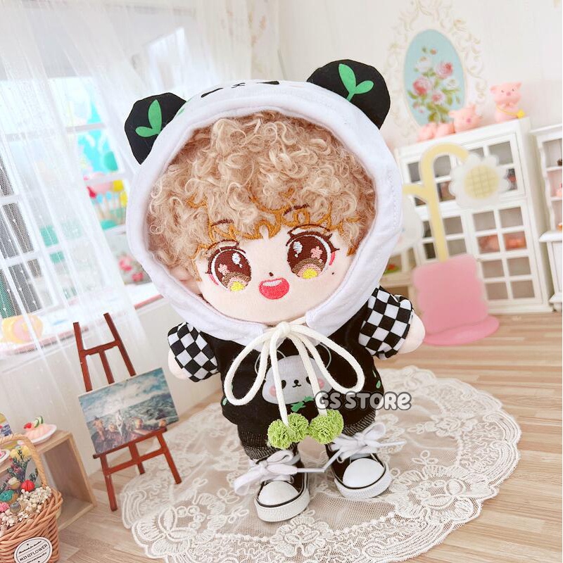 Bộ Trang Phục Quần Áo Hoodie In Hình Thỏ/Gấu Trúc/Mèo Hoạt Hình Dễ Thương 20cm Làm Quà Tặng Cho Búp Bê Xiao Zhan Yibo Ikun