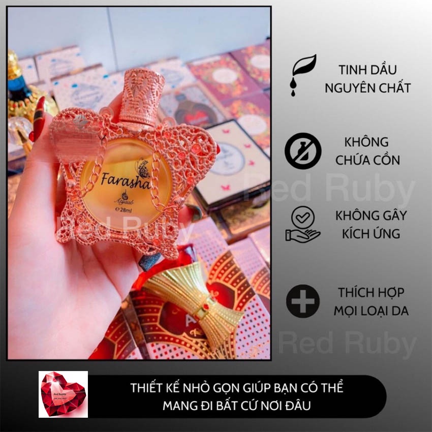 Tinh Dầu Nước Hoa Dubai Farasha Atyaab Nội Địa Chính Hãng Cao Cấp, Dầu thơm Dubai, Red Rubby