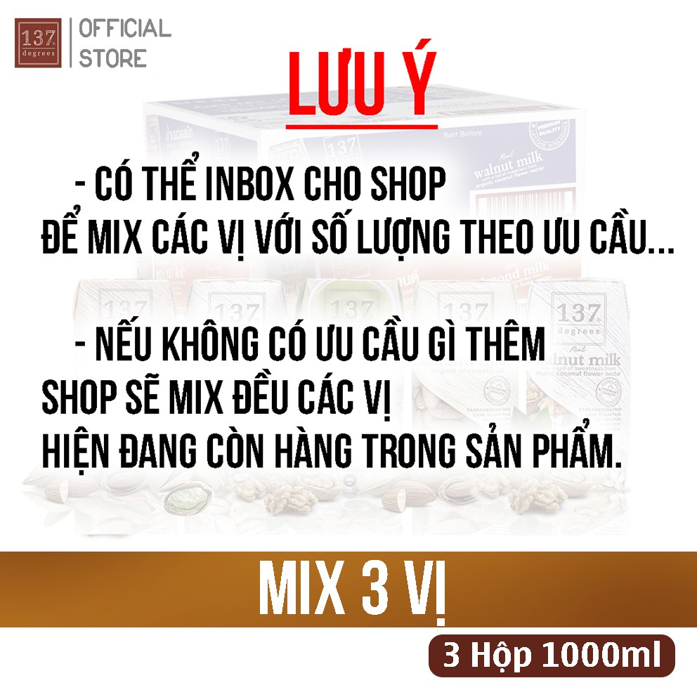 Combo 3 Hộp Sữa Hạt nguyên chất ÓC CHÓ - HẠNH NHÂN - HẠT DẺ - 3 Hộp 1000ml