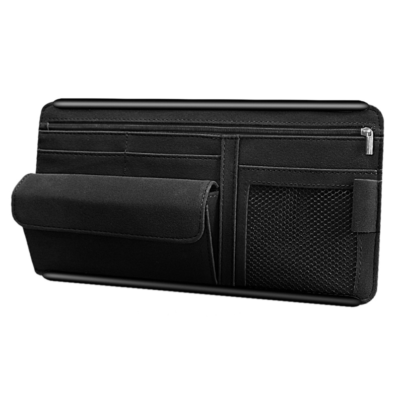 Hộp Đựng Khăn Giấy / Kính Mát Gắn Tấm Che Nắng Xe Hơi Bằng Da Lộn Tiện Dụng Lưng