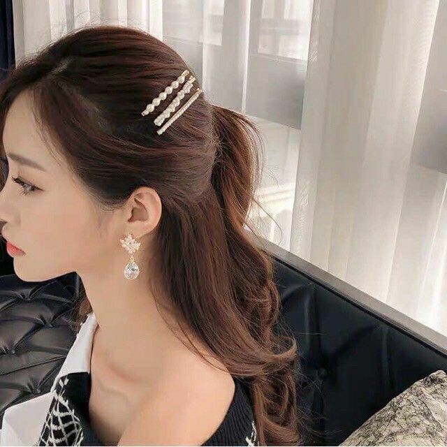 sét 5 kẹp tóc đính hạt trẻ trung phong cách hàn
