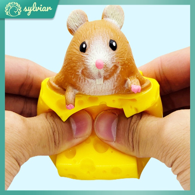 [sylviar] Đồ Chơi Cốc Đựng Bút Hình Chú Chuột Phô Mai Mềm Mại Giảm Căng Thẳng Đa Năng