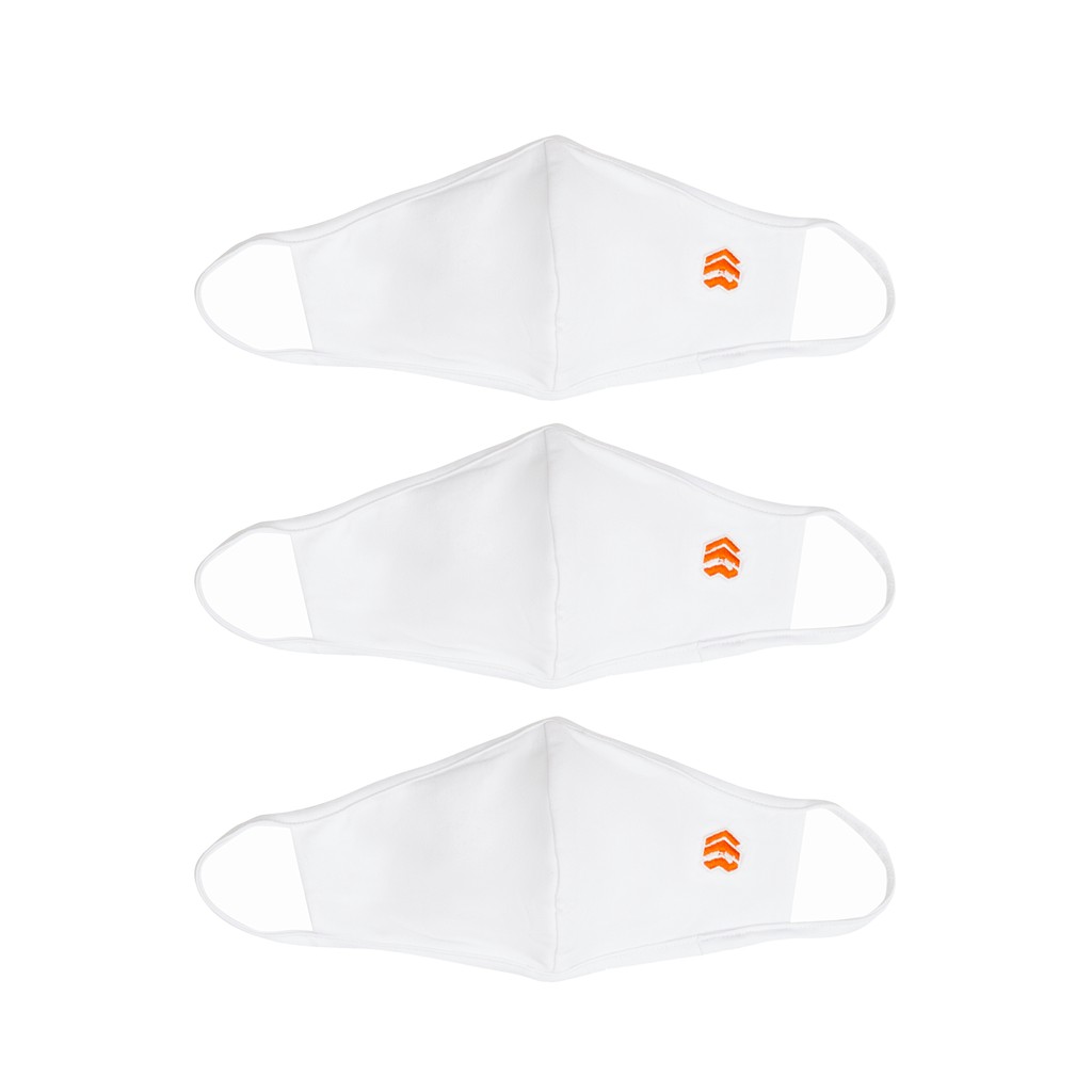 5THEWAY® 3 PACK 5TW/RTW REGULAR MASK™ in WHITE/ORANGE aka 3 Khẩu Trang Trắng Logo Cam