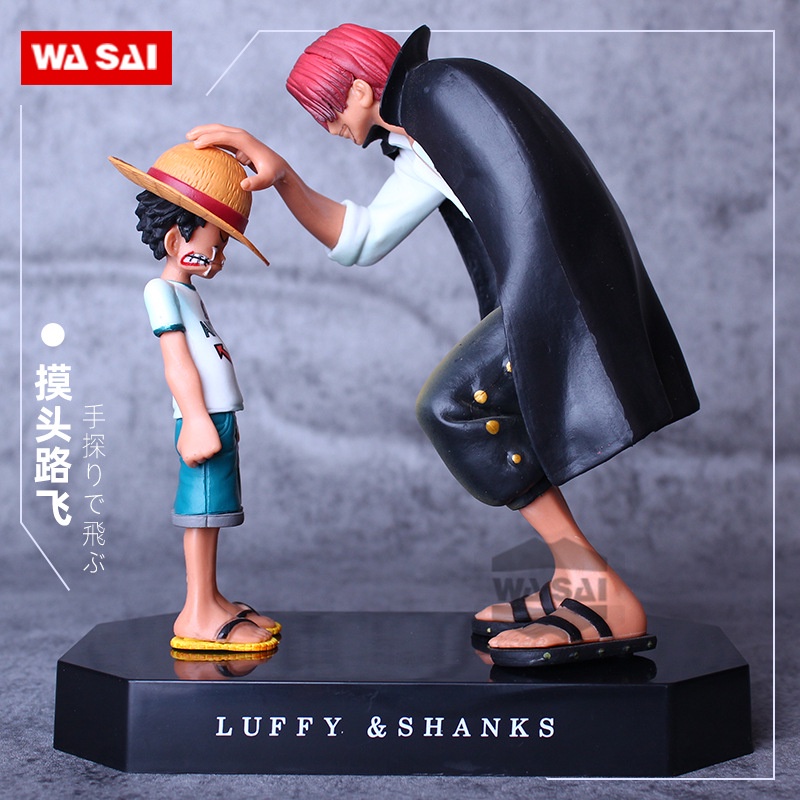 Mô hình One Piece Luffy và Shanks tóc đỏ cao 18cm khởi đầu của hành trình làm hải tặc của luffy