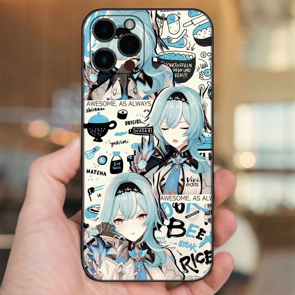 Ốp lưng iPhone 12 Pro Max dẻo đen cạnh vuông in hình Eula Genshin Impact