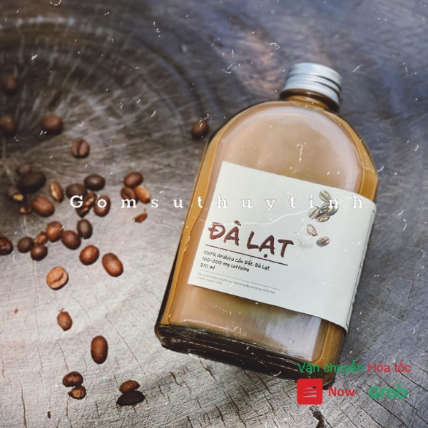 Chai thủy tinh/ Binh thủy tinh cổ dẹt thấp nắp thiếc 350ml đựng coldbrew, coffee