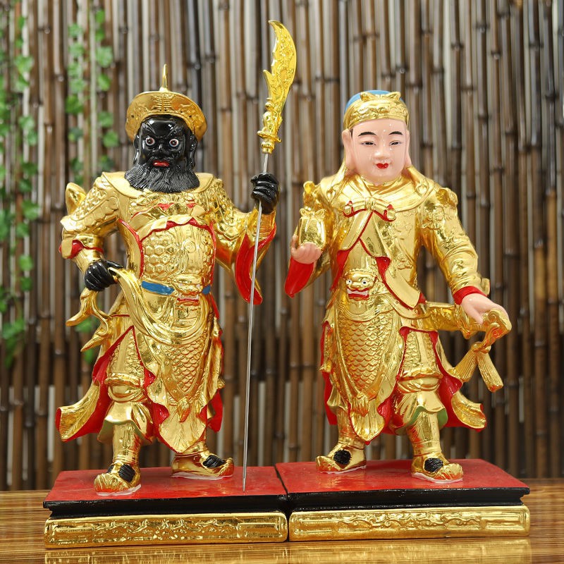 Chu Cang Quan Ping Tượng Thần, Tướng Quân Đại Công Trang trí Hộ vệ Trái và Phải chủ Phật bằng nhựa tinh xảo