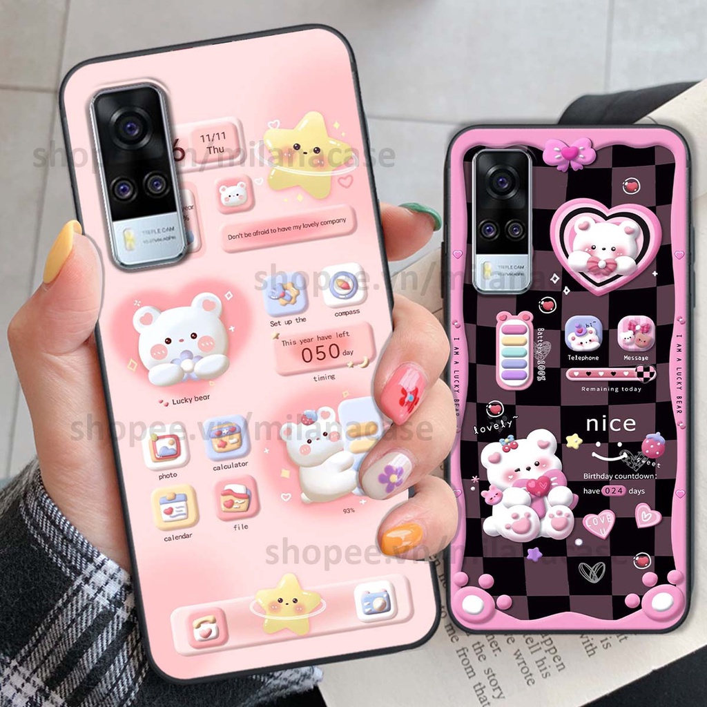 Ốp Vivo Y51 2020 hình đồng hồ icon gấu mèo cute cực dễ thương ngộ nghĩnh