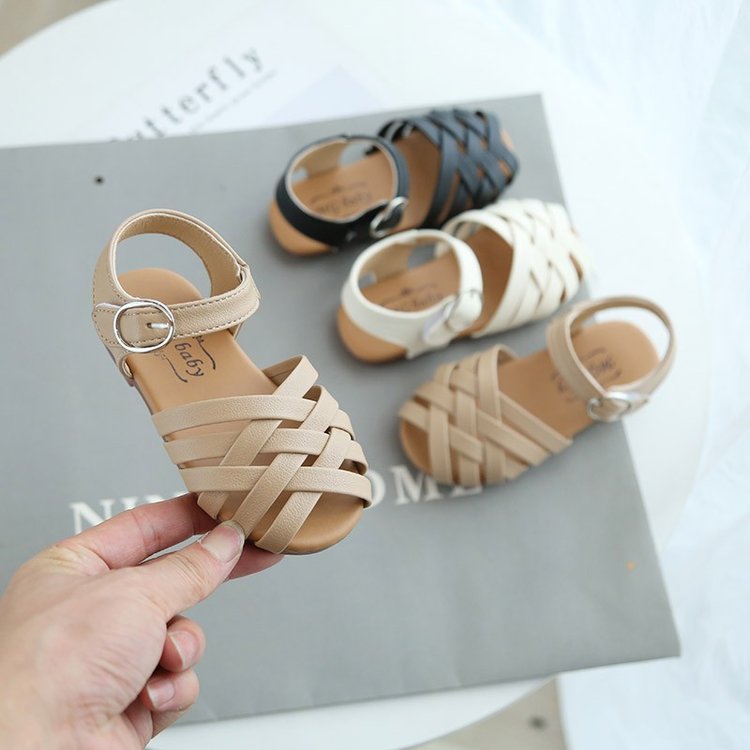 Giày sandals dây thắt nơ màu sắc đơn giản cho bé