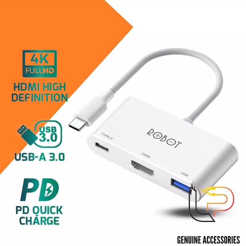 Hub chuyển USB Type-C ra HDMI kèm nguồn HT430 - Cáp chuyển USB Type-C ra USB + HDMI + USB-C HT430