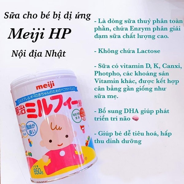 Sữa Bột Meiji HP Cho Bé Dị Ứng Đạm Sữa Bò 850g Nội Địa Nhật
