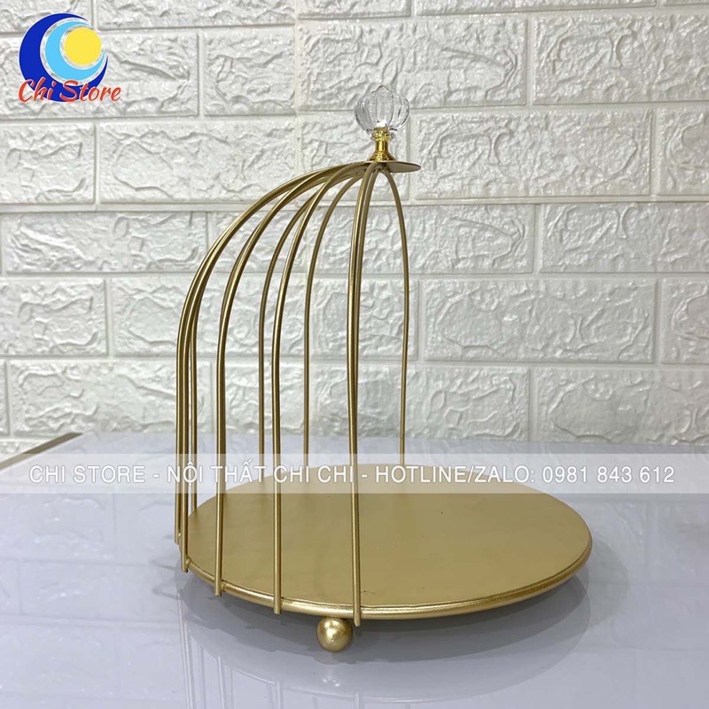 Kệ Lồng Chim Đựng Mĩ Phẩm, Kệ Decor Sang Chảnh, Kệ Đa Năng Nhập Khẩu Màu Vàng Gold