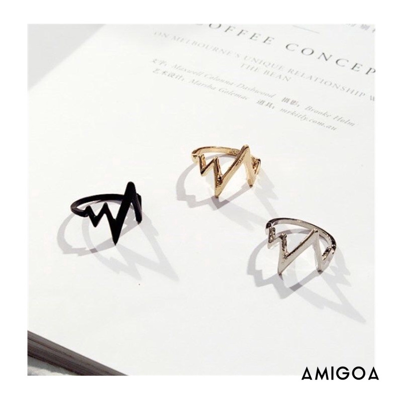 ✨✨Nhẫn điện tử hình nhịp tim cổ điển có thể điều chỉnh kích thước