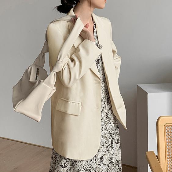 Áo Khoác Blazer Màu Trắng Phong Cách Hàn Quốc Thời Trang Mùa Đông Mới Cho Nữ