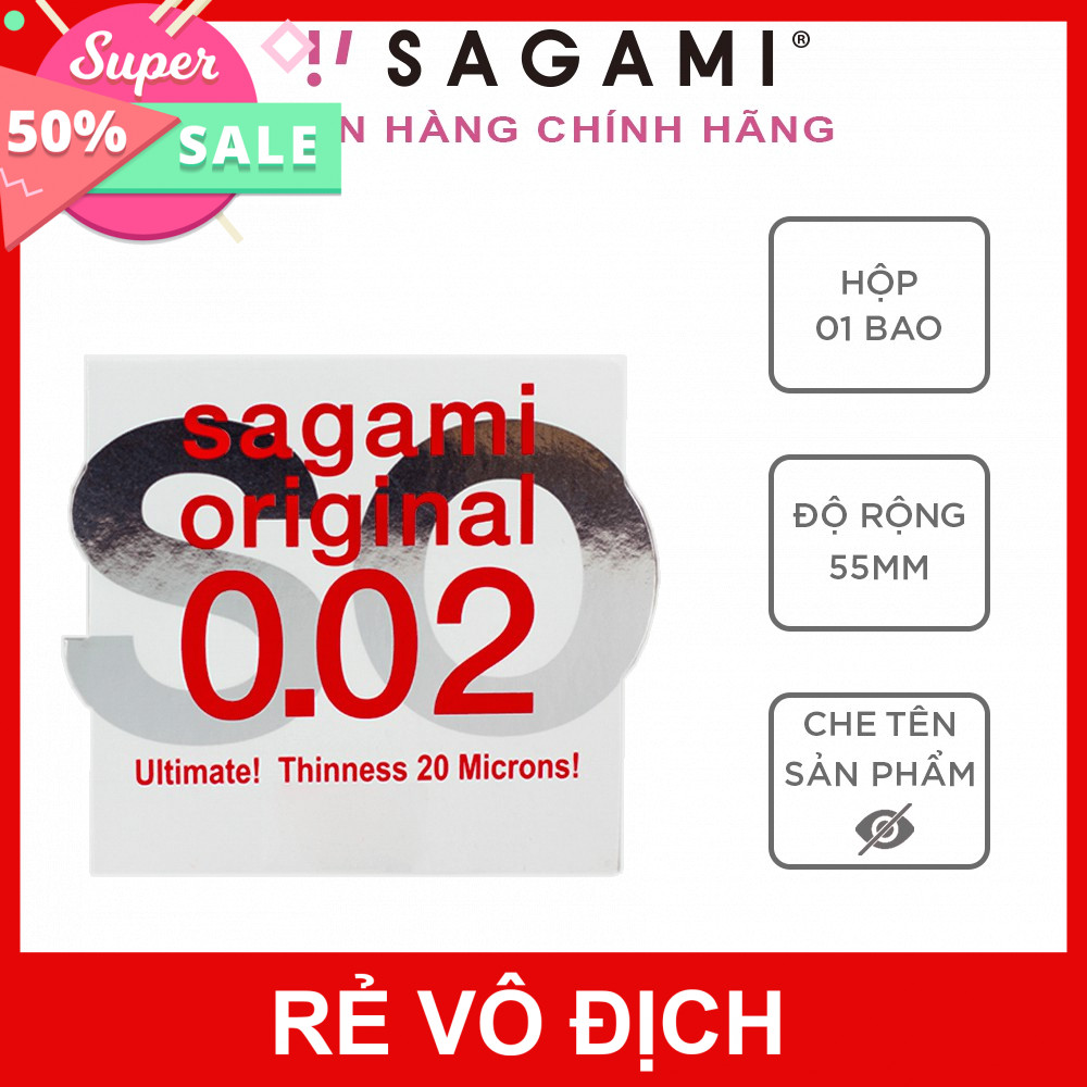 Bao cao su Sagami 002 – Siêu mỏng – Non Latex – Hộp 1 chiếc