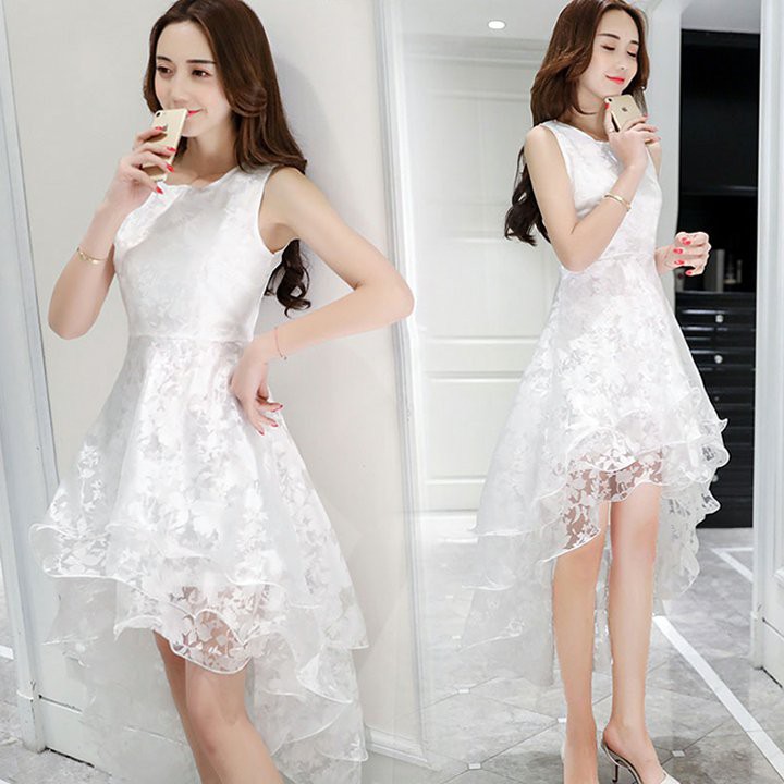 Váy Ren Đuôi Tôm Cổ Chữ U Thiết Kế Thanh Lịch Nữ Tính Nhiều Size Lựa Chọn