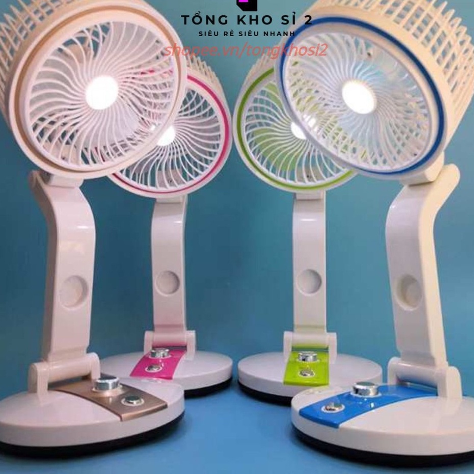 Quạt sạc có đèn tích điện gấp gọn nhiều tư thế