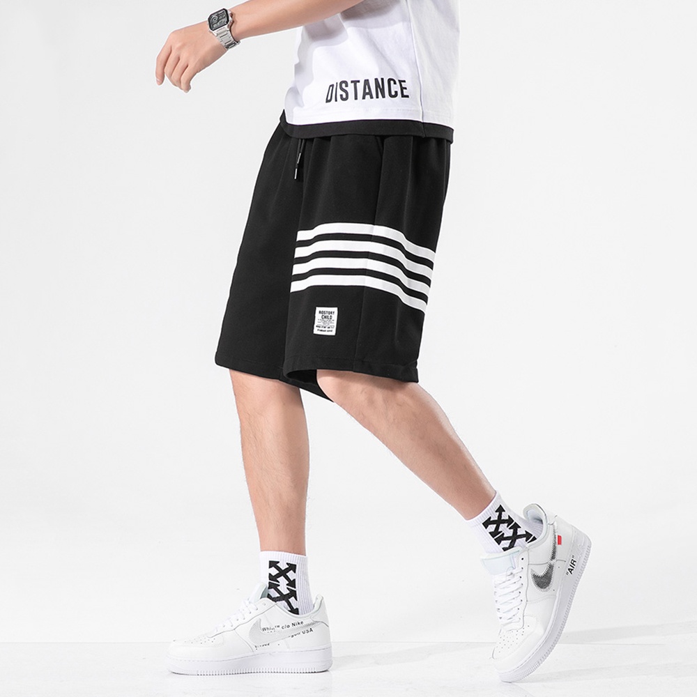 Combo Áo Thun Nam Trắng Loang Vằn Kết Hợp Quần Shorts Đùi Phối Sọc SET GHEP TOP 181 + SHORTS 16