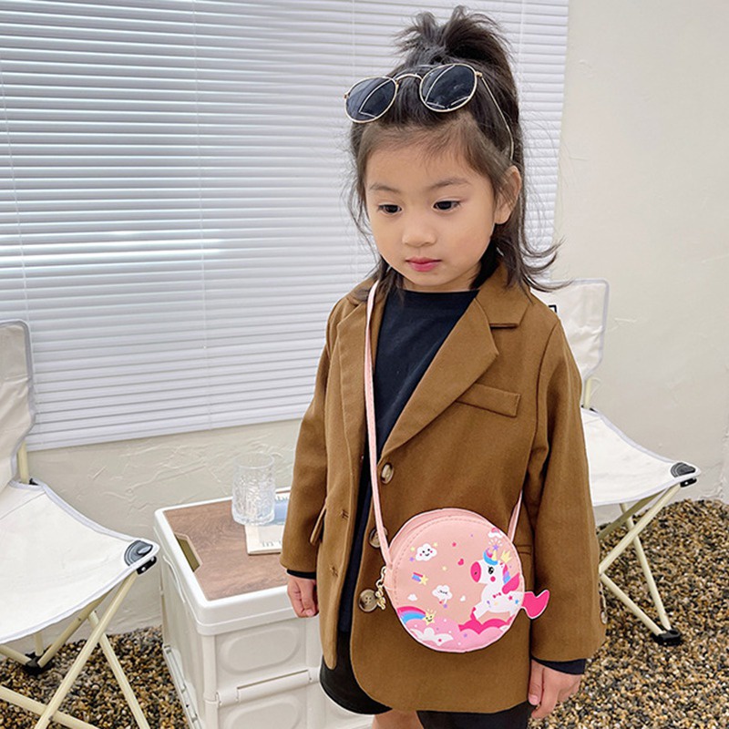 Túi đeo chéo mini bằng da PU in họa tiết hoạt hình dễ thương cho bé gái