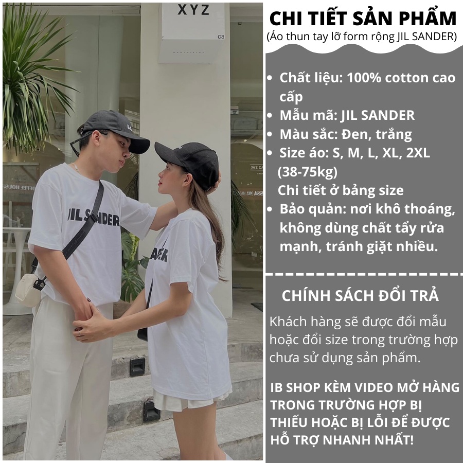 Áo thun tay lỡ Jil Sander, áo phông form rộng oversize nam nữ unisex, 100% cotton, phong cách Hàn Quốc, in local brand