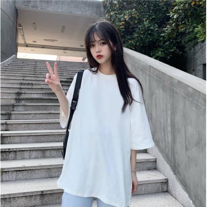 Áo thun unisex nam nữ trơn tay lỡ chất vải  Cotton phông rộng