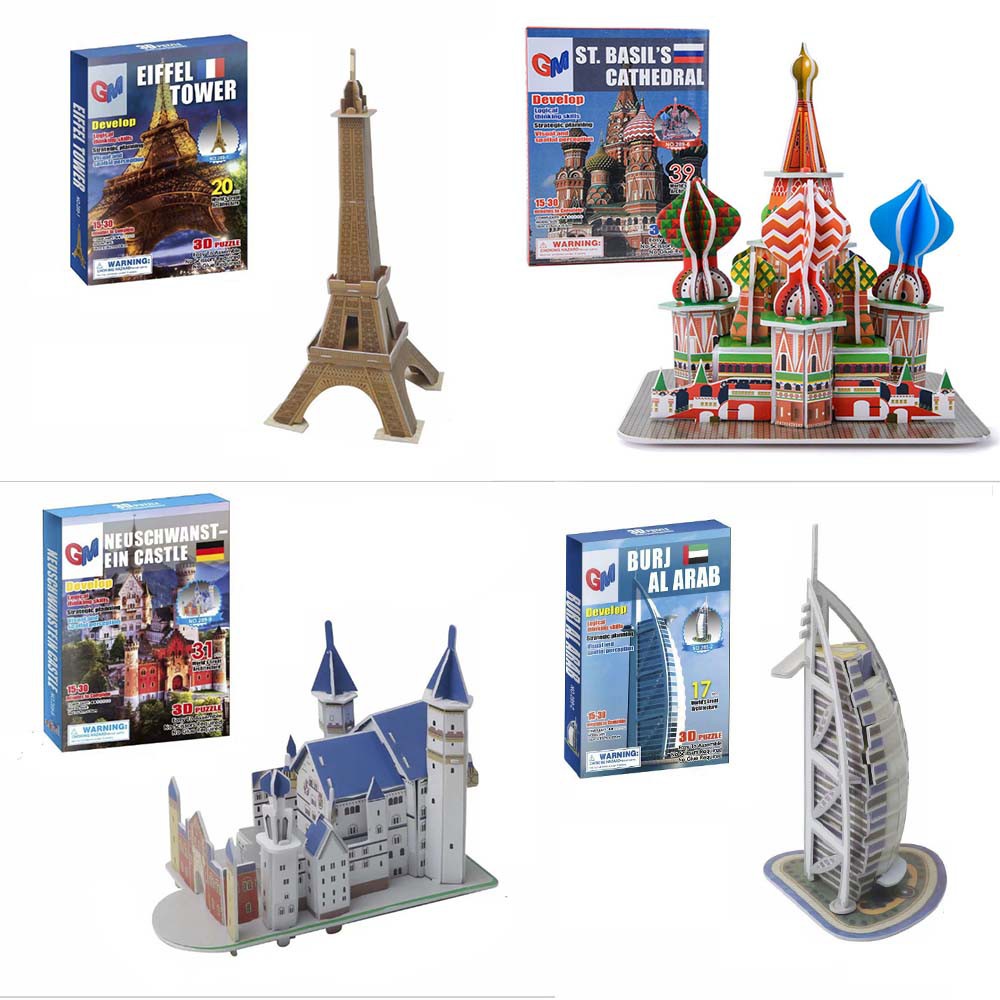 Mô hình giấy 3D cubic fun cho bé- Đồ chơi Puzzle lắp ráp trẻ em (Set 4 mẫu)