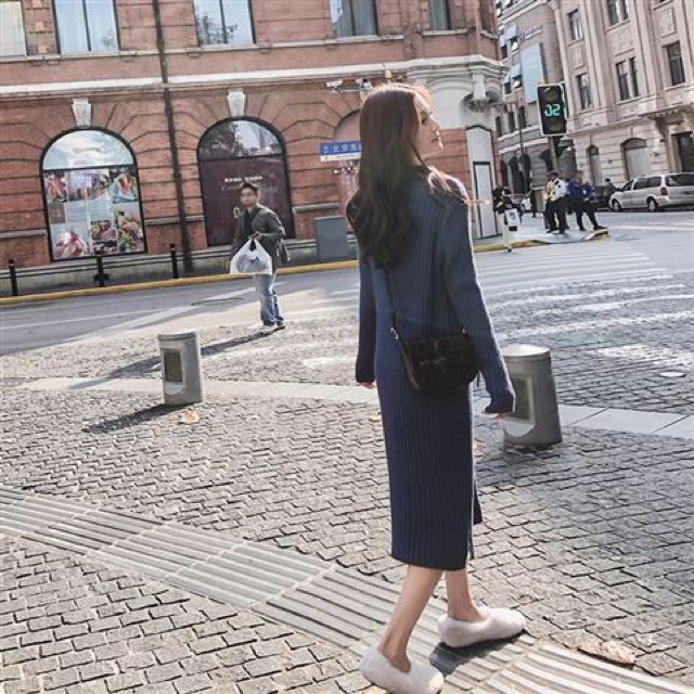 Váy len dáng dài -kèm ảnh thật Mã 418