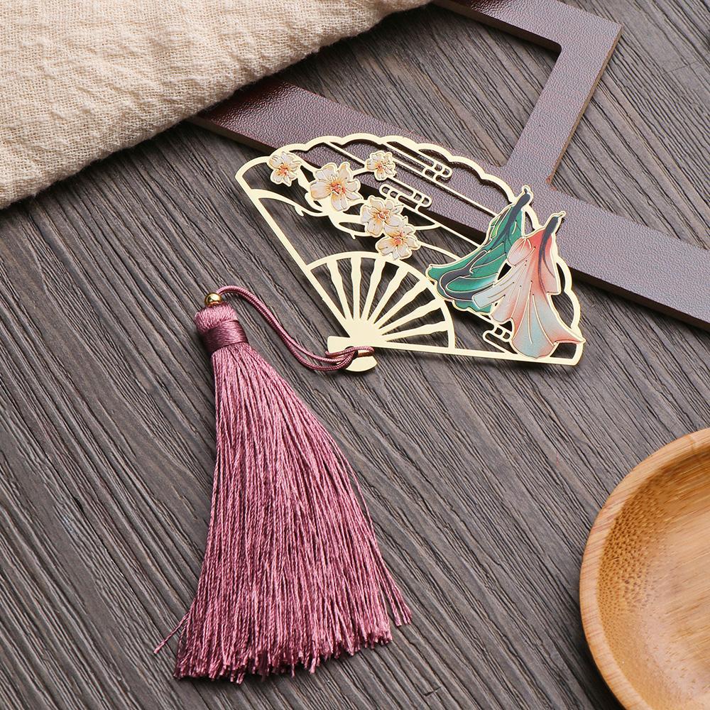 Lakamier Đánh Dấu Trang Sách Bằng Đồng Thau Mặt Dây Tua Rua Phong Cách Trung Hoa