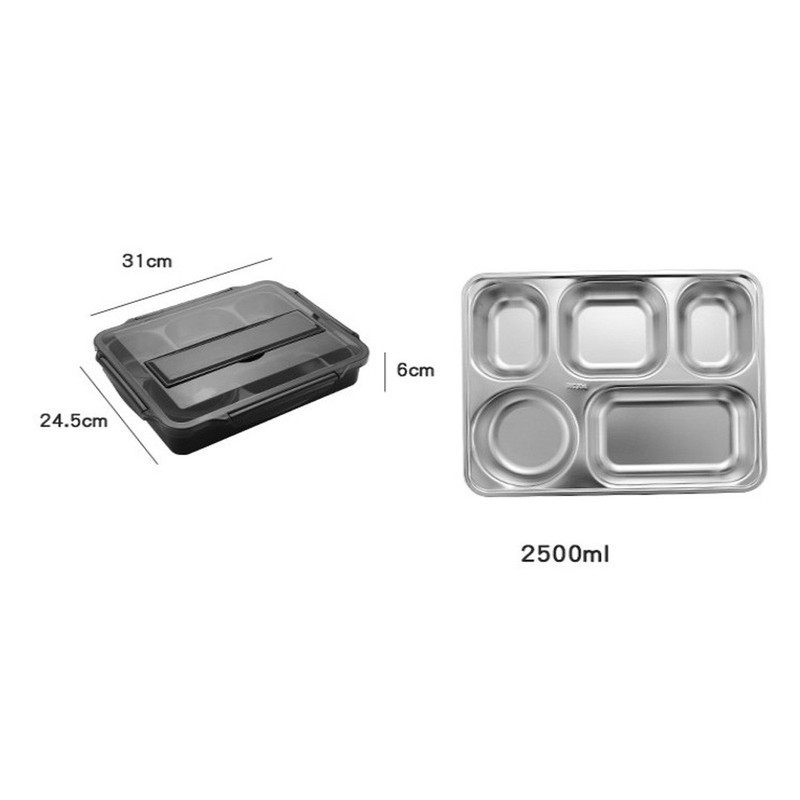 KHAY ĐỰNG CƠM 5 NGĂN INOX 304 CÓ NẮP GIỮ NHIỆT CHỐNG TRÀN TIỆN LỢI | BigBuy360 - bigbuy360.vn